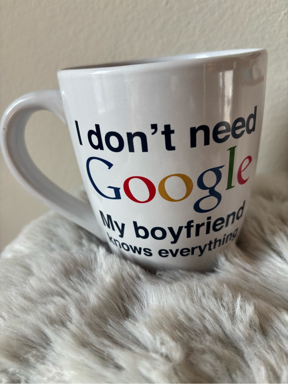 Google Logo Boyfriend White Ceramic Large Mug Multicolor Funny Gag Gift